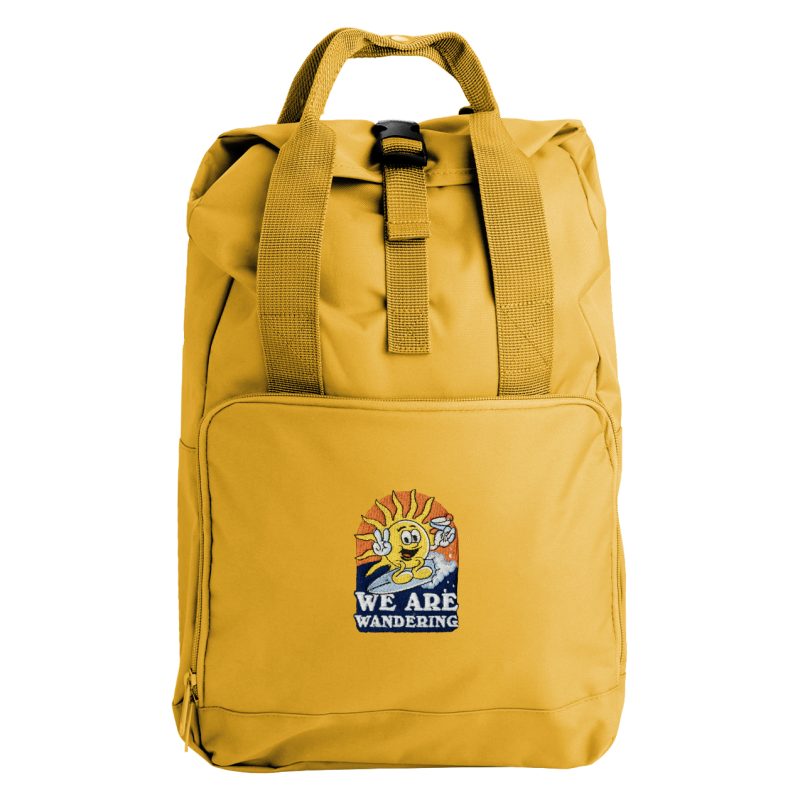 Surfing Sun Embroidered Backpack (Yellow)