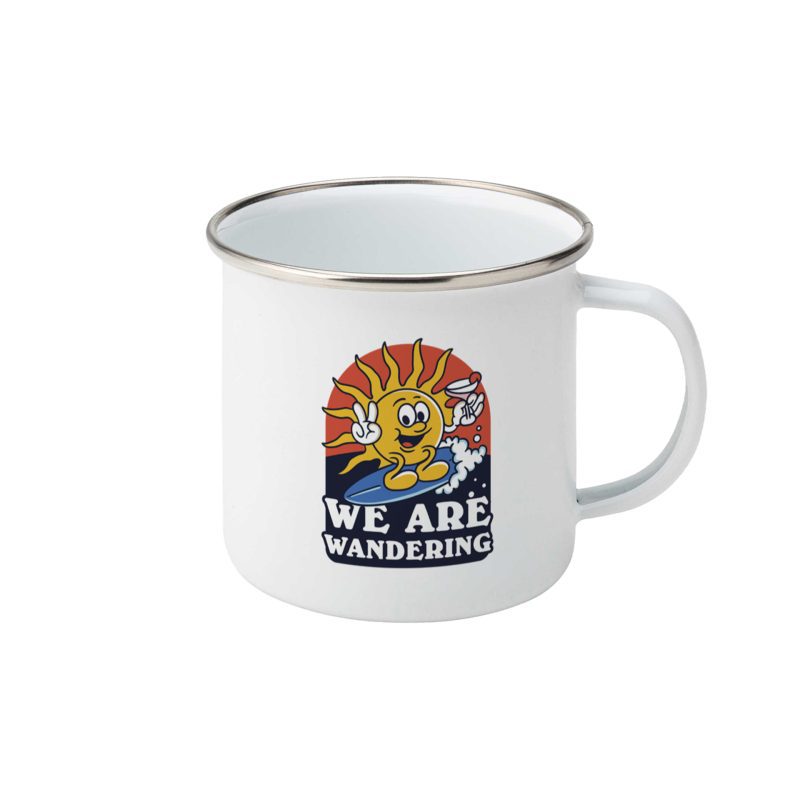 Surfing Sun Enamel Mug