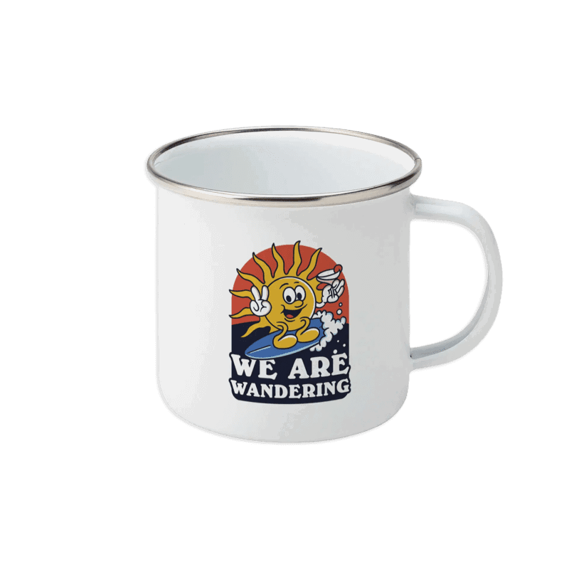 Surfing Sun Enamel Mug